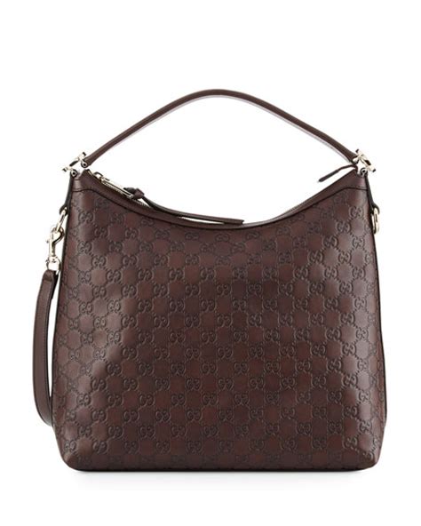 Gucci Miss Gg Ssima Leather Hobo Bag, Chocolate Brown In 